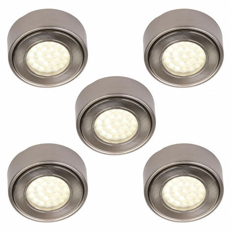 Litecraft Under Cabinet Light 1.5 Watt Warm White LED In Satin Nickel - 5 Pack