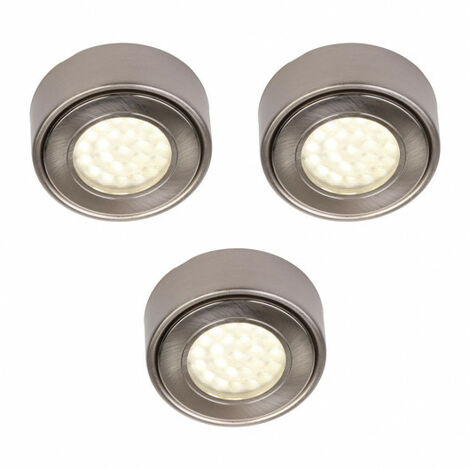 Litecraft Under Cabinet Light LED Warm White Fitting In Satin Nickel - 3 Pack