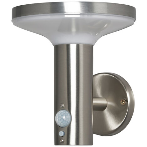 Litecraft Uris Outdoor Solar Power Wall Light With PIR Sensor - Stainless Steel