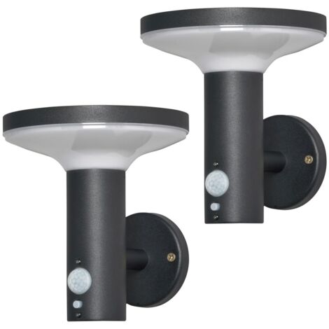 Litecraft Uris Outdoor Solar Power Wall Lights With PIR Sensor in Black - 2 Pack