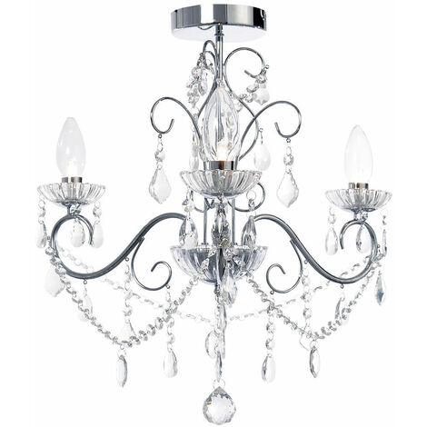 Litecraft Vara Chandelier Bathroom IP44 Ceiling Light 3 Arm - Polished Chrome