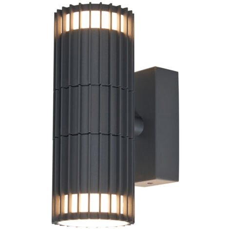 Litecraft Veda Wall Light Outdoor Ribbed Up & Down IP65 Rated Fitting - Anthracite