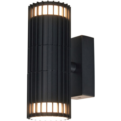Litecraft Veda Wall Light Outdoor Ribbed Up & Down IP65 Rated Fitting - Black