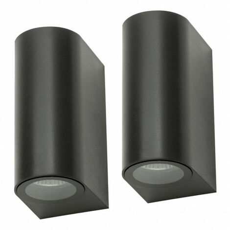 Litecraft Wye Up & Down Outdoor Wall Light IP44 LED Fitting in Black - 2 Pack
