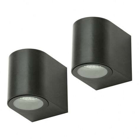 Litecraft Wye Wall Light Outdoor Up or Down IP44 LED Fitting in Black - 2 Pack