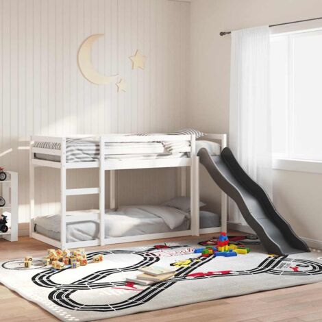 Litera con tobogán y escalera madera maciza  90x200 cm