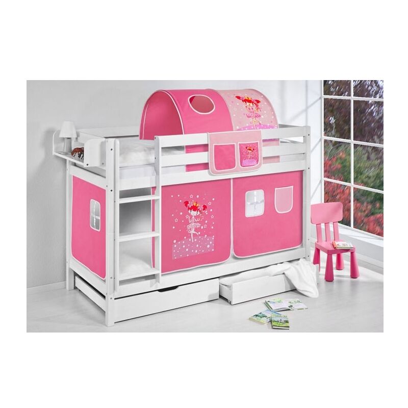 

LITERA DE MADERA BLUEBELL - Blanco - 90 x 190 - Sin cama supletoria - Sin cajones - Bailarina - Blanco