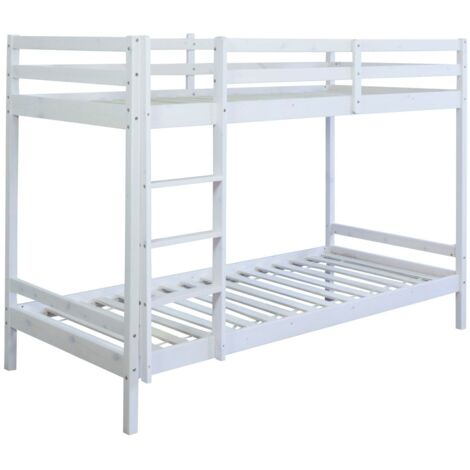 Litera infantil de madera con somier de láminas 90x200 cm blanco LIT06097