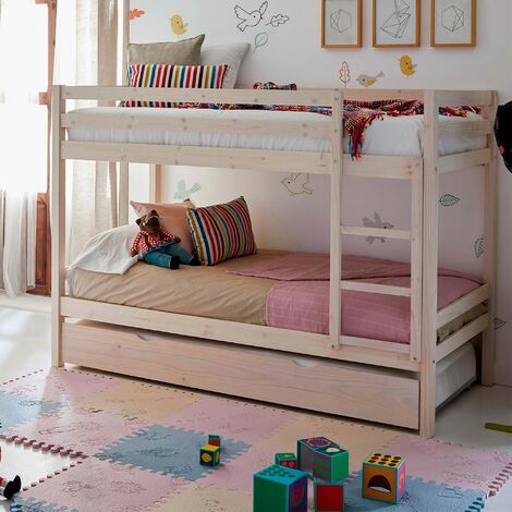 Litera infantil de madera Tiana 90x190/90x190cm + cama elevable