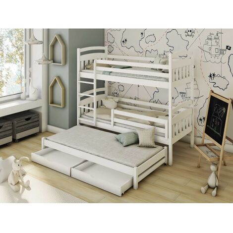 LITERA JUVENIL DE MADERA NASU - Blanco - 90 x 190