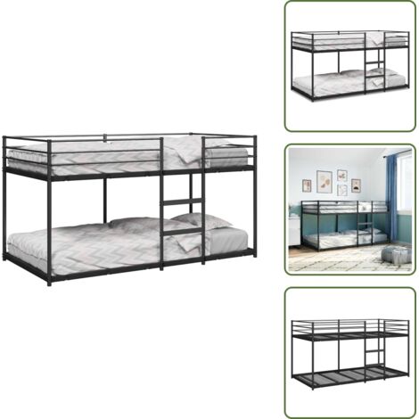 Litera para niños - vidaXL Litera sin colchón acero negro 90x200 cm - Litera para fiestas