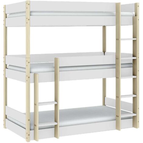 Litera triple juvenil modelo Tibet acabado blanco/cera blanca, 107.9cm(ancho) 200.4cm(largo) 197.6cm(alto).