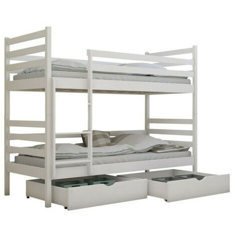 Litera Vista 101, Blanco, De dos pisos, 90x200, Madera, Somieres, 97x208x161cm