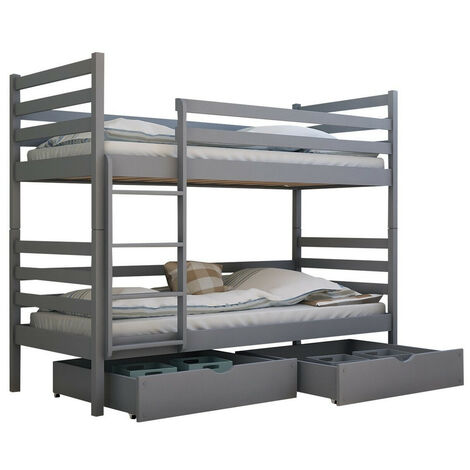 Litera Vista 101, Gris, De dos pisos, 80x180, Madera, Somieres, 87x188x161cm