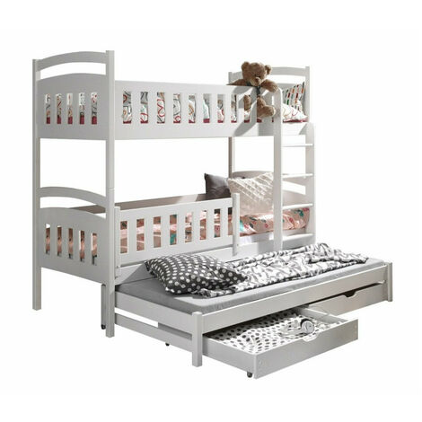 Litera Vista 119, Blanco, Litera con cama extra, 80x170, 80x180, Madera, Somieres, 86x188x164cm