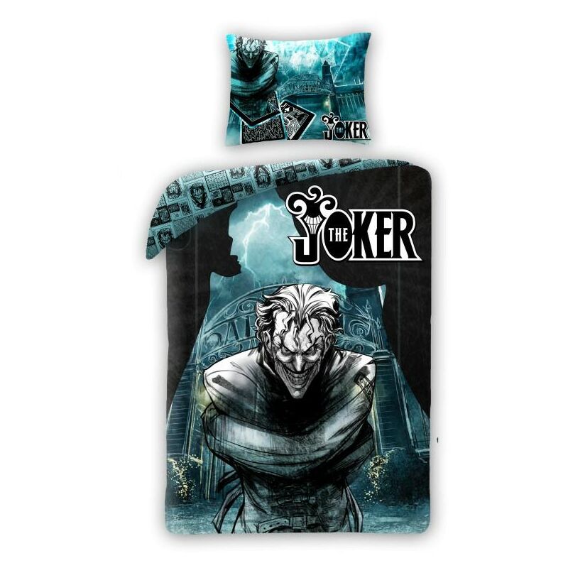 Literie coton 140x200 Joker noir turquoise taie d'oreiller 70x90 Kids 12 Halantex