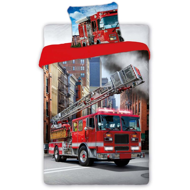 Literie coton 140x200+1p70x90 Camion de pompier