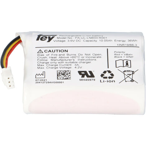 Lithium-Ionen Akkupack 3,6V 10,05Ah 36Wh 1S3P Kabel & Stecker