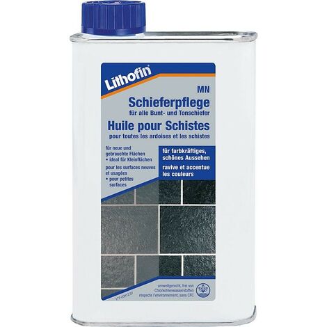 Lithofin – Nettoyant pour ardoise et schiste argileux 500 ml – Entretien avec cire – Rendement 20 m²/l – Fini lustré pour surfaces intérieures
