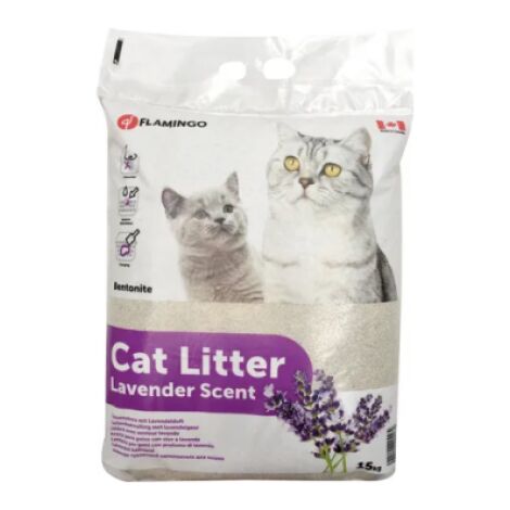 Litière bentonite pour chats Flamingo 15 kg Lavande