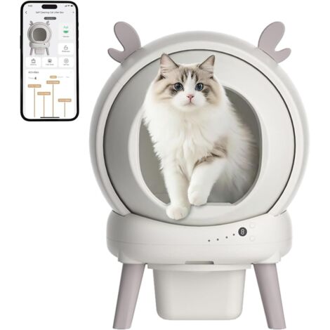 Litiere Chat Autonettoyante 65L avec Capteurs de Sécurité et Contrôle par App,Toilette pour Chats Multiples avec Sacs à Déchets