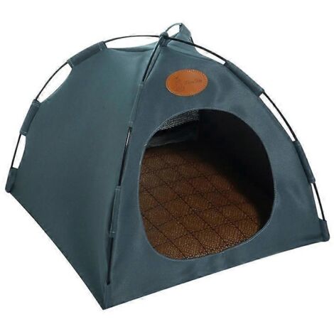 Litière Maison Tente Intérieure pour Petits Animaux, Coussin Rafraîchissant d'Été pour Chien et Chat, Tapis de Refroidissement Gris, Taille L.