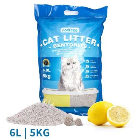 Litière pour chat à la bentonite au citron 5kg Litière fine pour chats Litière pour chat