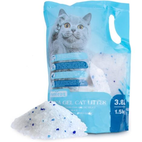 Litière pour chat, cristaux de silicate, litière pour chat de haute qualité, sans poussière ni grumeaux, avec contrôle supérieur des odeurs et absorption efficace des liquides - 3,8 L/1.5Kg