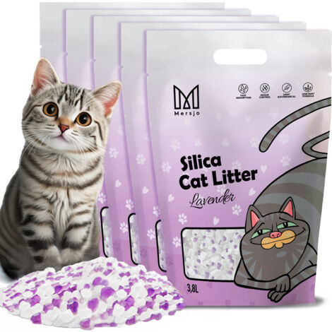 Litière pour chat Mersjo à la lavande en silicone, 5 x 3,8 L