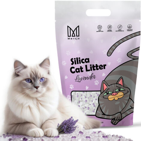 Litière pour chat Mersjo Lavande en silicone 3,8 L