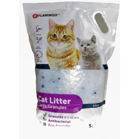 Litière silica granules large 5 litres litière pour chat - Flamingo