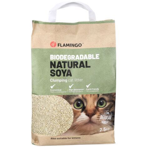 Litière Soja Granulés fins Agglomérant 2.5 kg pour chat - Flamingo