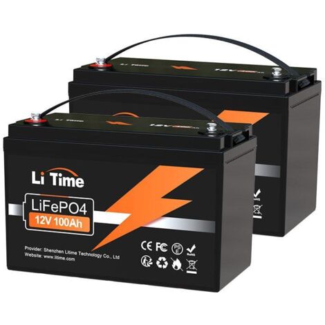 LiTime 12V 100Ah LiFePO4 batterie lithium fer phosphate 100A BMS 1280Wh batterie solaire et éolienne,stockage avec panneau solaire, Parfaite pour Camping-Car, Bateau, Moteur de Traîne