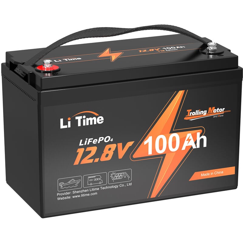 Batterie Lithium LiFePO4 12V 100Ah pour Moteur Électrique de Pêche à la Traîne, bms 100A, protection contre le froid, 15000 Cycles pour Marine,