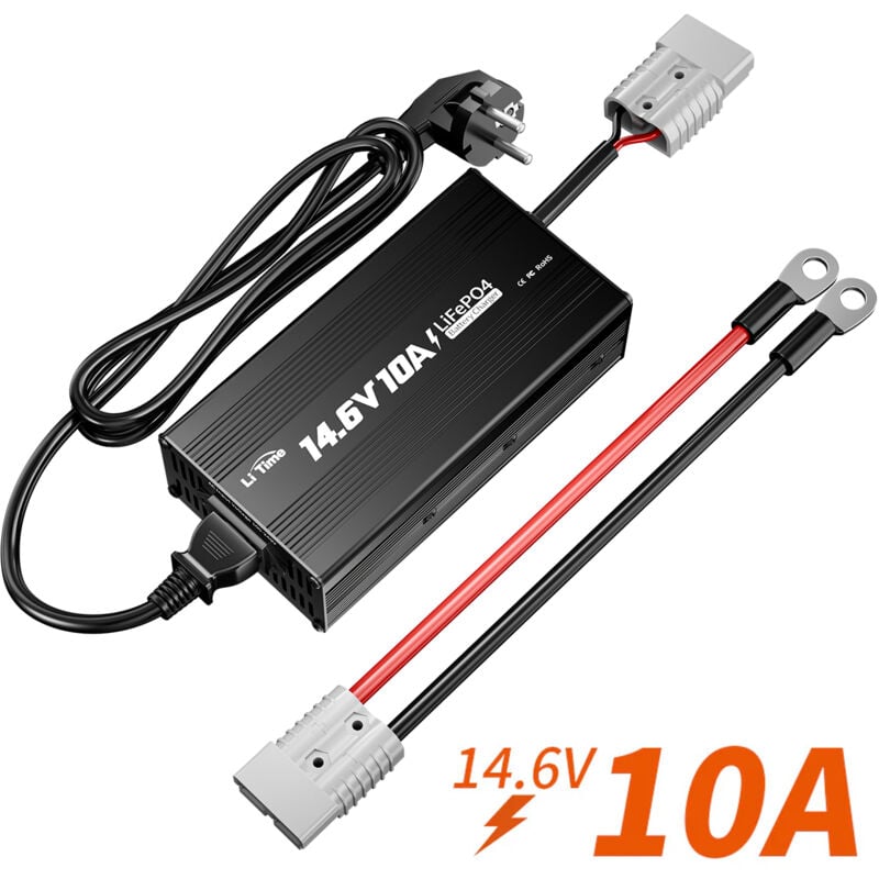 14.6V 10A Chargeur de Batterie au lithium pour 12V LiFePO4 Batterie lithium fer phosphate - Litime