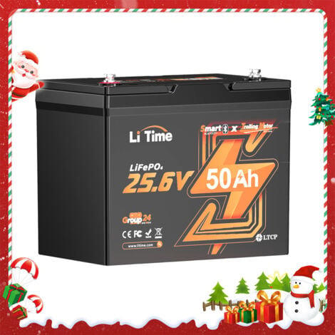 LiTime 24V 50Ah LiFePO4 Batterie mit Bluetooth, Low-Temp Protection, TM Lithium Akku Ideal für Trolling Motoren, Yacht, Marine, Boot, RV, Fishing Finder