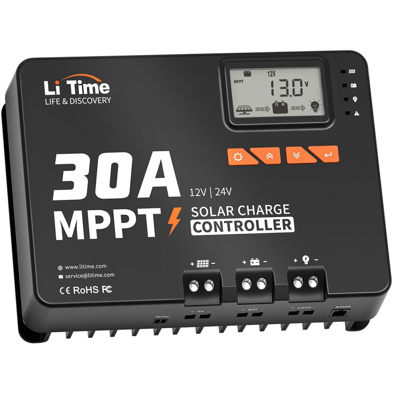 30A mppt 12V/24V Contrôleur de Charge solaire Auto dc support la charge solaire Adaptateur Bluetooth - Litime