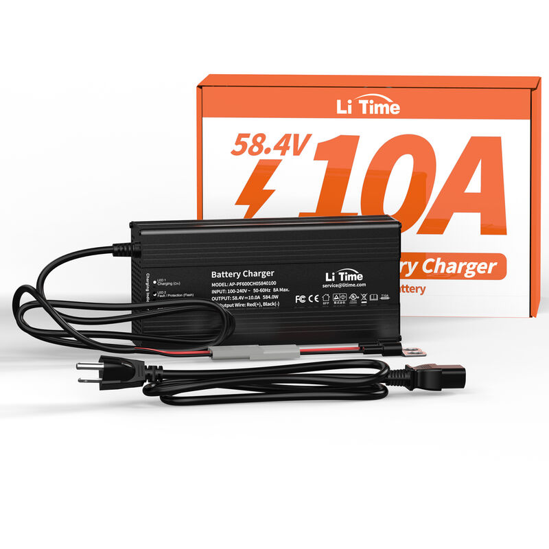 LiTime 58,4V 10A Chargeur de Batterie au Lithium pour 51,2V LiFePO4 Batterie au Lithium