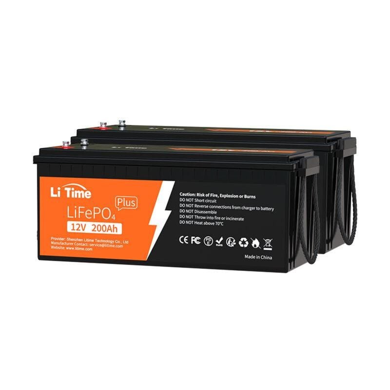 Batterie Lithium LiFePO4 12V 200Ah plus à décharge lente Litime bms 200A, 2560Wh, 15000 Cycles pour Camping-Car, Caravane, Solaire& Hors Réseau,