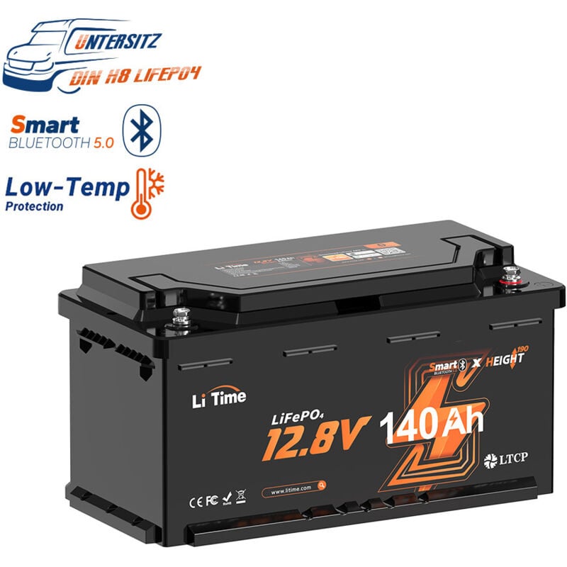 Batterie Lithium LiFePO4 12V 200Ah plus à décharge lente Litime bms 200A, 2560Wh, 15000 Cycles pour Camping-Car, Caravane, Solaire& Hors Réseau,