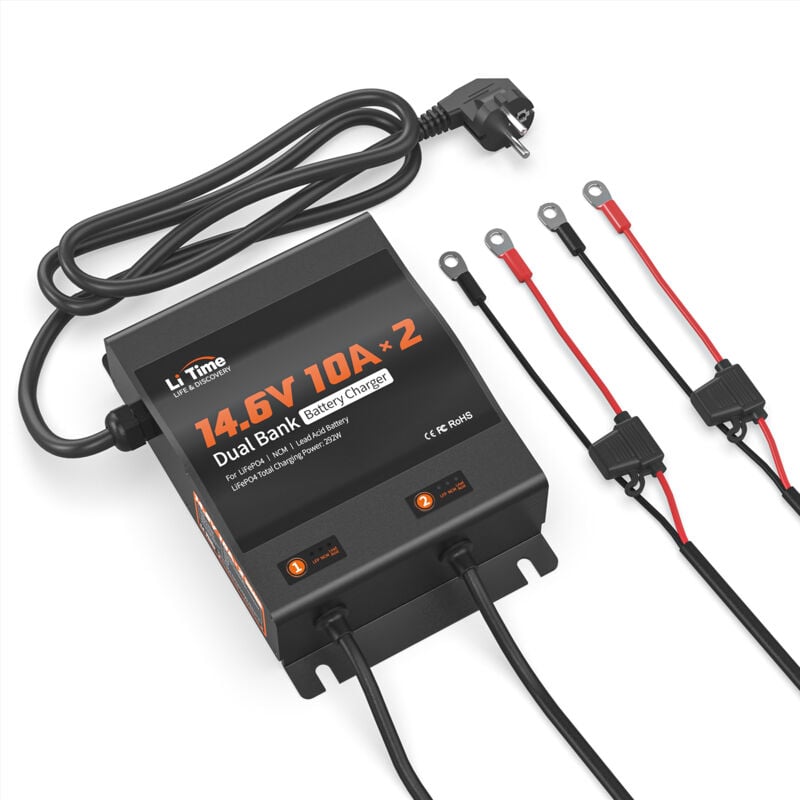 Litime - Chargeur de batterie 12V 10A - 2 banques