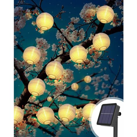Litogo Outdoor Solar Girlande, 8 Modi 40 LED Outdoor Solar Lampion Wasserdichte Outdoor Laterne Dekorative LED Laterne Solar Garden Girlande für Party, Weihnachten, Garten, Patio, Hof, Warmweiß