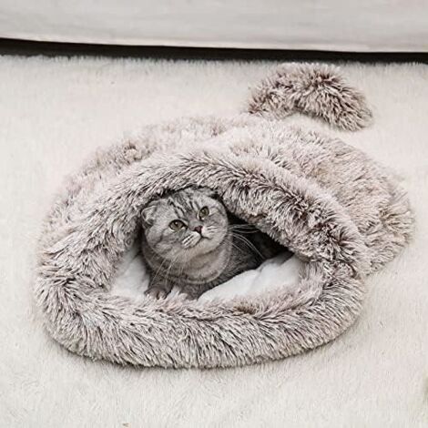 Lits pour Chat, Sac de Couchage pour Chat Lit de Grotte pour Chat, Sac de Couchage Lavable pour Animal de Compagnie