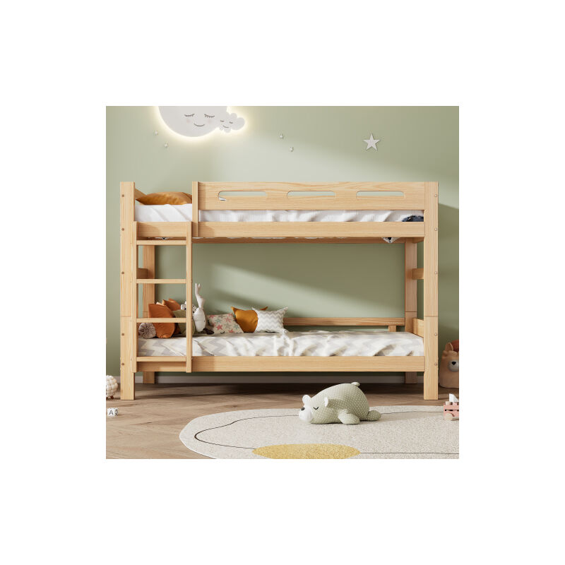 Lits superposés pour enfants et adolescents, lit bébé, divisé en deux lits simples, cadre en pin stable, installation simple,90x200cm