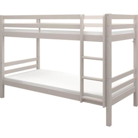 Lits superposés séparables enfant - 2x90x200 cm - Pin massif gris clair - Sommier inclus - ANDO