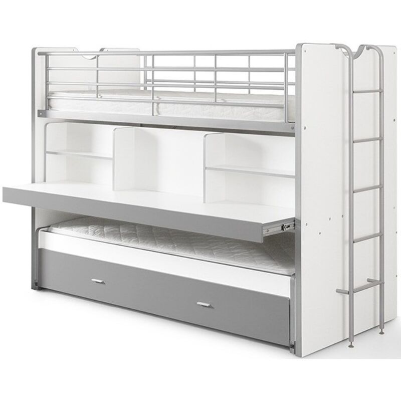 M&s - Lits superposés 3 couchages 90x200 cm blanc et gris - assia M&s - Lits superposés 3 couchages 90x200 cm blanc et gris - assia