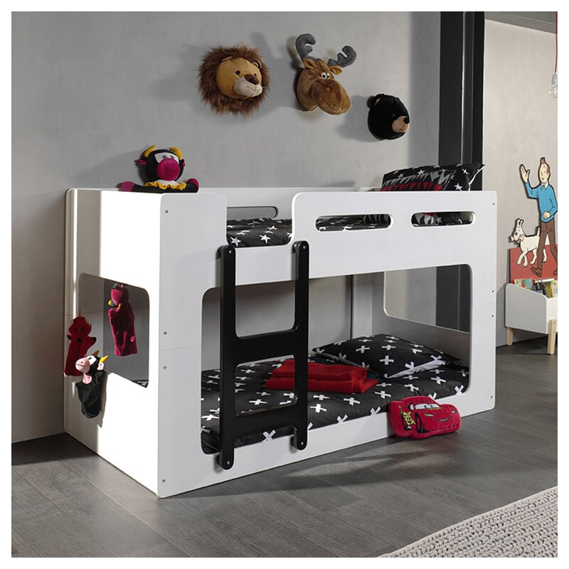 M&s - Lit Superposé 90x200 Sommier Inclus Vipack Luca - Blanc