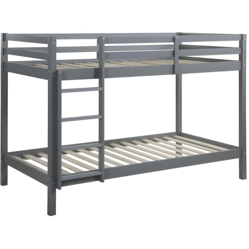Vente-unique - Lits superposés anicet ii - 2 x 90 x 190cm - Pin Massif - Gris