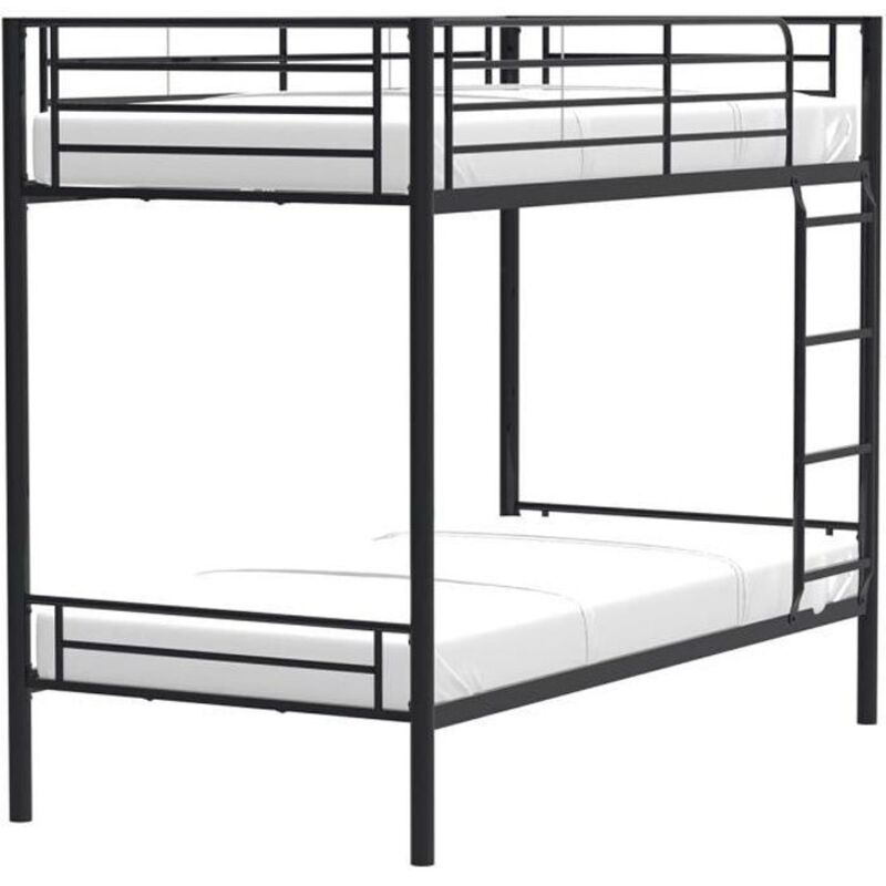 Les Tendances - Lits superposes separables 2 x 90 x 190 cm en metal - Noir - Sommiers inclus - abby Les Tendances - Lits superposes separables 2 x 90 x 190 cm en metal - Noir - Sommiers inclus - abby