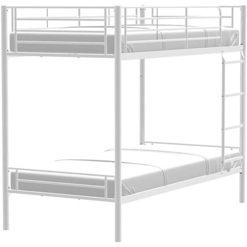 Les Tendances - Lits superposes separables en metal - Blanc - Sommiers inclus - 2 x 90 x 190 cm - abby